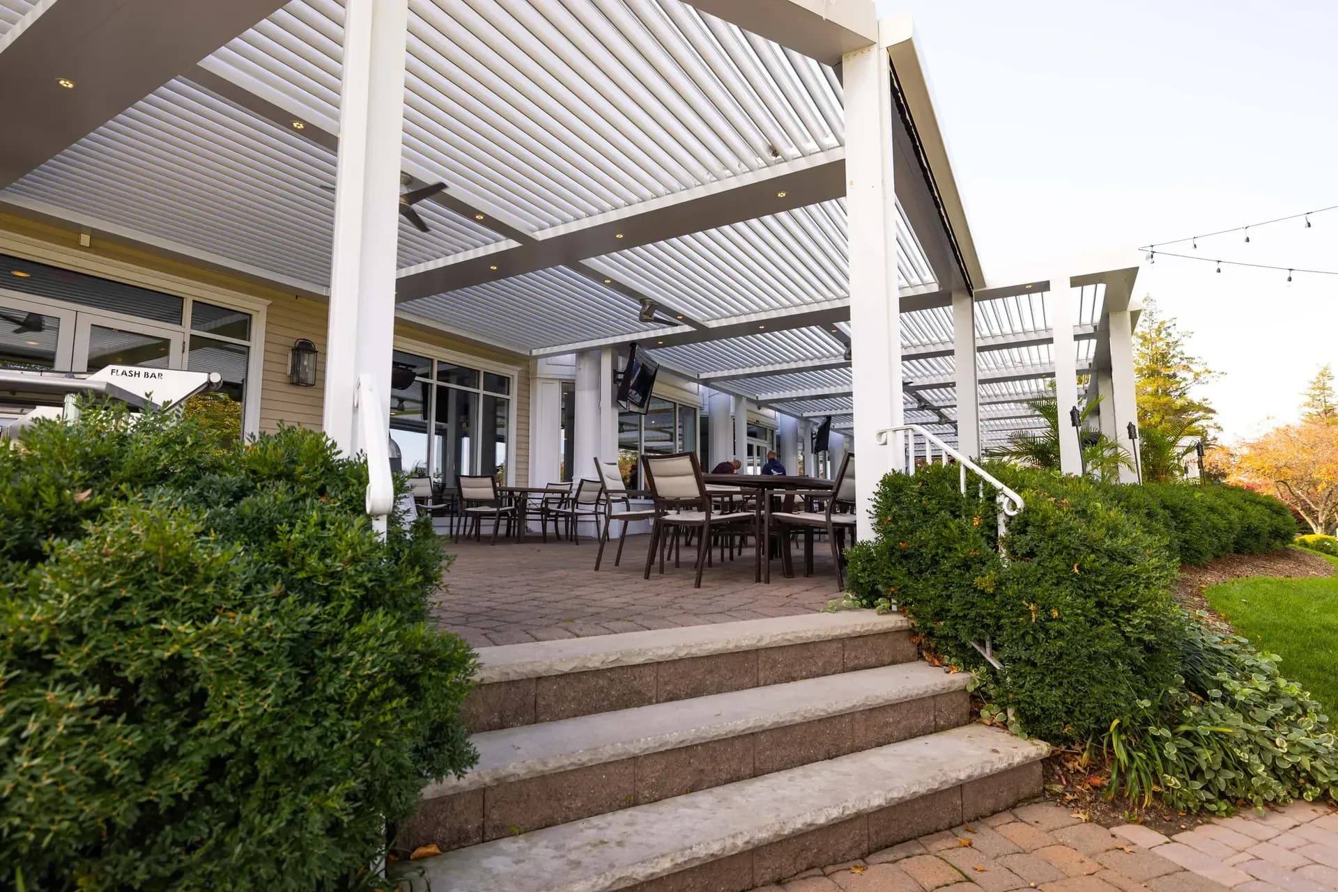 patio with chairs