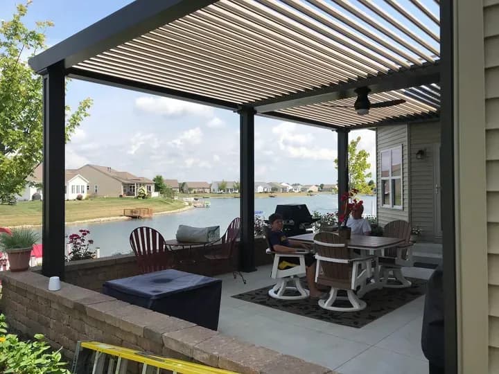 patio on pond