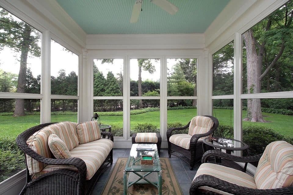 blue ceiling