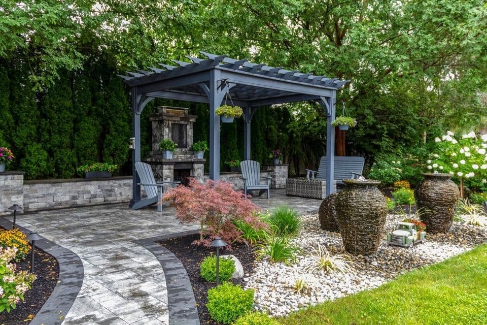 black grey pergola